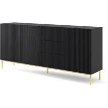 Cómoda ravenna b 200 cm 3D3S negro mate fresado + marco