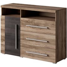 Arredamento1 - Cómoda Sorciro 102, Nuez + Roble oscuro, Con cajones y puertas, Número de cajones: 0, 92x120x39cm