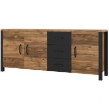 Cómoda Tornua 106, Abeto oscuro + Negro mate, Con cajones y puertas, Número de cajones: 0, 79x192x43cm