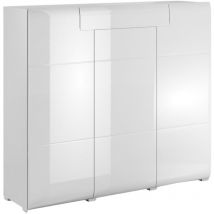 Comfivo - Cómoda Torsone 112, Blanco + Blanco brillante, Con cajones y puertas, Número de cajones: 0, 131x148x40cm