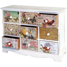 Cómoda Venlo, Aspecto Shabby, Vintage, 9 Cajones 60x79x30cm