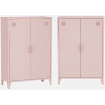 Cómoda/armario de metal de 2 puertas, set de 2, Soho, Rosa, 75x33x110 cm