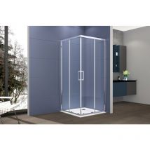 Nova - Box doccia angolare 75x75 cm con ante scorrevoli in cristallo temperato 6mm h 195 cm ambra Cromato