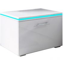 Comodino led 1 Cassetto Cassetiera Tavolino Camera da Letto Mobile Design Moderno 50x36,5x45cm Modello Victoria Bianco Finitura Lucida
