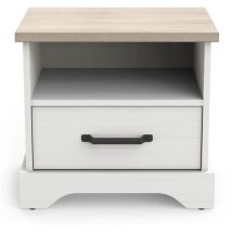 Comodino 1 Cassetto e 1 Nicchia Bianca Cottage - L47,3 cm