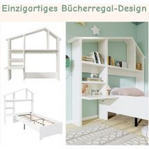 Modfu - Comodino 148x150x200cm con tavolo pieghevole, ripiano portaoggetti, antiribaltamento, mdf, bianco