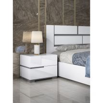 Comodino 2 cassetti bianco laccato lucido l 76 - Athena