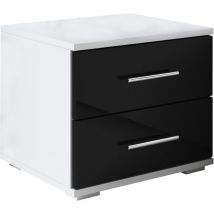 Comodino 2 Cassetti Cassetiera Tavolino Camera da Letto Mobile Design Moderno 40x35x40cm Modello Beatriz Bianco e Nero Finitura Lucida