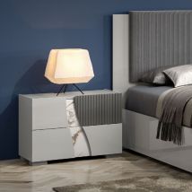 Stilprojectstore - Comodino 2 cassetti grigio laccato lucido l 74 - Onda