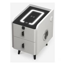 Comodino camera da letto bianco con luce led e ricarica wireless Tainy