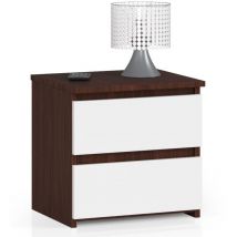 Comodino akord CL2 Wengé 40 cm 2 cassetti inserto frontale Bianco 40x35x40 cm