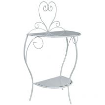 Spazio Casa - Comodino in ferro battuto cuore Colori Ferro: Bianco opaco - Bianco opaco