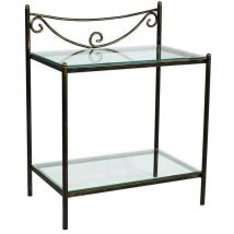 Spazio Casa - Comodino in Ferro Battuto Liberty Colori Ferro: Verde - Shabby Chic - Dimensioni comodini: 42 x 28 H.58 - Verde - Shabby Chic