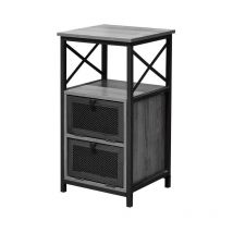 Comodino industrial 2 ante a ribalta 40X35X75H grigio