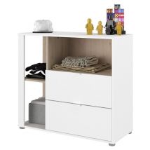 Comodino modello Boreal in bianco opaco e rovere giapponese 92x84 cm