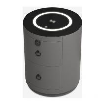 Llb Living Life Bed - Comodino moderno rotondo con ricarica wireless luce led e 2 cassetti Moho