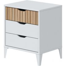 Comodino Noite 3 Cassetti con Guide Scorrevoli in Metallo e Gambe in abs Artik e Natur Bianco 33