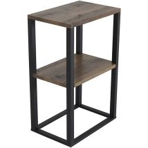 Comodino Rise in acciaio e MDF in finto teak