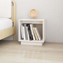 Comodino Tavolino da notte ,Tavolino da divano ,Bianco 40x30x40 cm in Legno Massello di Pino ITD38664