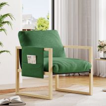 Yoleo - Cómodo sillón de salón, sillón de lectura con estructura de madera maciza y acolchado de lana de cordero, 79 x 68 x 83 cm, color verde.