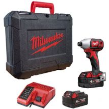 M18BID-402C 18V Compact 1/4 Hex Impact Driver Kit 4933443580 - 2x 4Ah Batteries, M12-18C Charger & Kitbox - Milwaukee