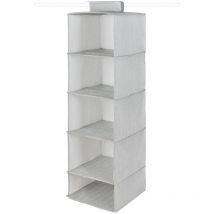 Organizer Da Appendere Per Scarpe e Vestiti, 5 Scomparti, Fissaggio Con Velcro, Supporta Fino a 6 kg, Grigio/Bianco, Gamma Boston, 30 x 30 x H105 cm,