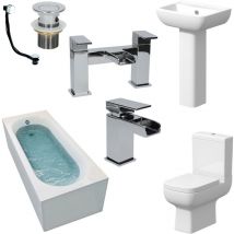 Complete Bathroom Suite 1600 Bath Single Ended Toilet Basin Taps - White