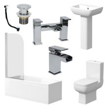 Complete Bathroom Suite 1600 Straight Bath Screen Toilet Basin - White