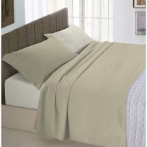 Italian Bed Linen Completo Letto Natural Color, 100% Cotone, Tortora/panna, Singolo