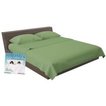 Completo lenzuolo strong lenzuola tinta unita verde prateria puro cotone Made in Italy Due Piazze