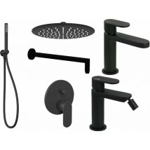 Composición de baño con kit de ducha negro mate Ponsi Versilia KITVERSILIA4NO