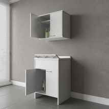 Negrari - Ensemble buanderie avec armoire et meuble mural à 2 portes comp 2