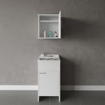 Negrari - Ensemble de meubles de buanderie avec porte et placard suspendu comp 1