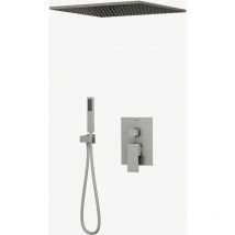Kroos - Composition de douche à encastrer au plafond Nickel brossé - Sirius