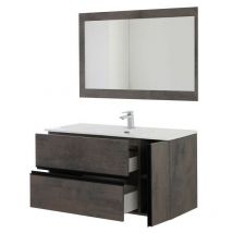 Feridras - Composition de salle de bain couleur frêne deux tiroirs une porte 110x46x h57 cm