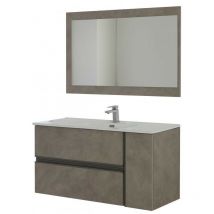 Composition de salle de bain couleur frêne deux tiroirs une porte 110x46x h57 cm