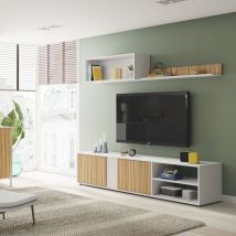Fores - Meuble de salon Ecco Blanco Artik - Natur 180 cm (largeur) x 40 cm (hauteur) x 33 cm (profondeur) - Artik Blanc - Nature