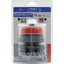 3 Brosses pour Meuleuse • Ø100mm • Alésage M14 • Pour Gros Décapage du Métal • Pour Décapage sur Pierres Diverses - Tivoly