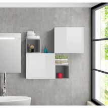 Zenzero Shop - Composizione con pensili da bagno in finitura Bianco Lucido e Beton