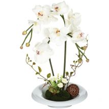 Atmosphera Créateur D'intérieur - Composizione di orchidee artificiali in vaso di ceramica H46cm - Bianco
