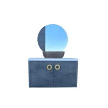 Mobo - Mobile bagno sospeso con specchiera senza lavabo modello margot 90cm base sospesa -top -specchio -stone grey -lavabo escluso