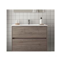 Mobile sospeso Noja cm. 80 con lavabo rovere eternity di Salgar Rovere