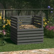Composteur De 500 Litres Gris Pour Jardin. En Bois de pin. Bois Massif - Gris