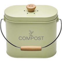 Seau A Compost 3l Ovale Vert Pastel Avec Filtre - Guillouard