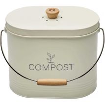 Composteur de cuisine ovale en métal avec filtre 7 litres