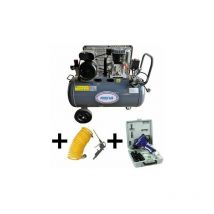 Prodair - Compresseur 100 Litres 3 Cv 10 Bars Lubrifié Courroie Sur Roues Avec Coffret Clé À Choc Et Accessoires