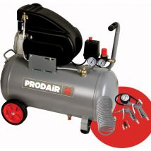 Domac - Compresseur d'air horizontal 50L 2CV + kit accessoires gonflage