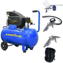 Goodyear - Compresseur d'air Silencieux 50 Litres 8 bar 2CV 1.5KW 115 psi + Kit Air comprimé 5 pièces