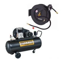 Compresseur d'air à piston 200 litres + Enrouleur automatique 20 bar