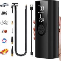 Compresseur d'air portable, gonfleur de pneus, pompe à vélo électrique rechargeable 8000 mAh, mini pompe à air sans fil 150 psi avec éclairage de